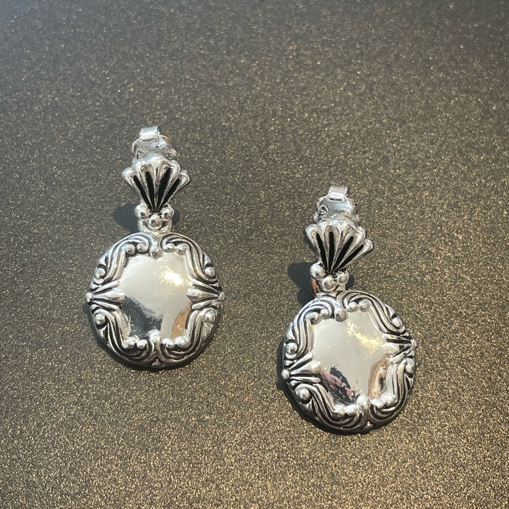 Silver Earrings with Ornate Design